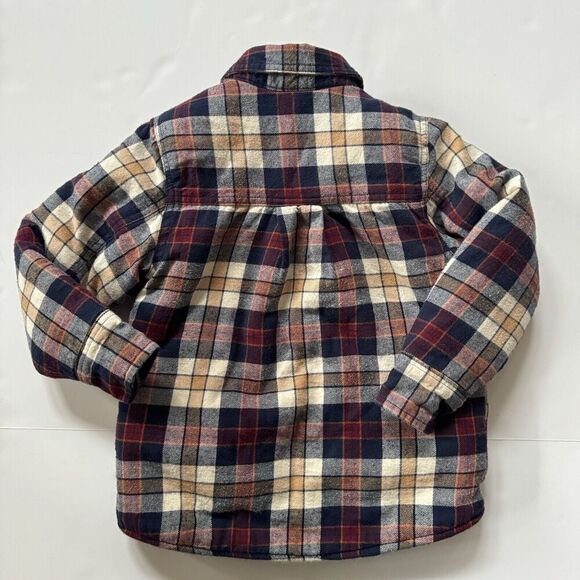 Children’s Place Boys Plaid Sherpa Lined Jacket Shacket Long Sleeve XS/TP 4 - Picture 2 of 6